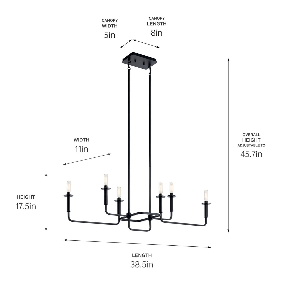 Kichler Canada - 43362BK - Six Light Linear Chandelier - Alden - Black