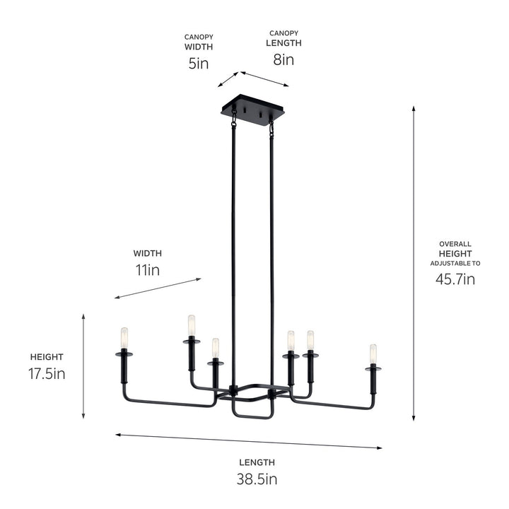 Kichler Canada - 43362BK - Six Light Linear Chandelier - Alden - Black