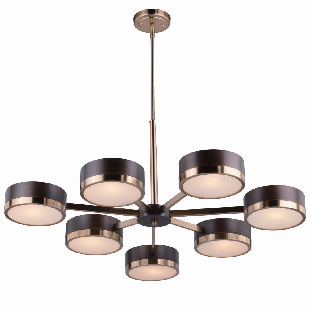 Madison Seven Light Chandelier in Architectural Bronze and Natural Brass