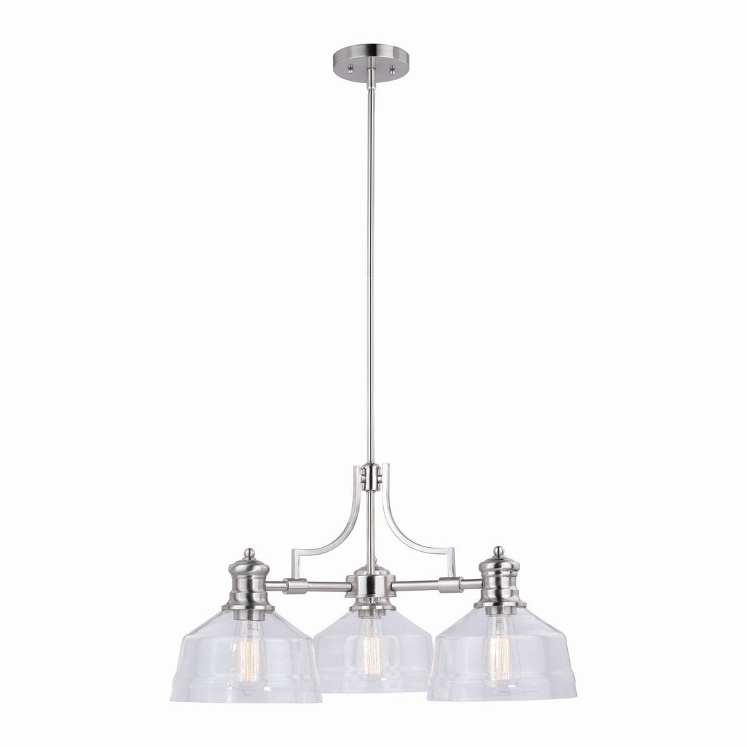 Beloit Three Light Chandelier in Satin Nickel