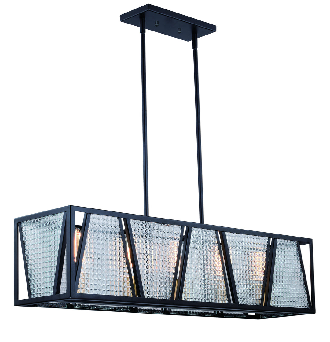Vaxcel - H0224 - Five Light Linear Chandelier - Oslo - Black and Natural Brass
