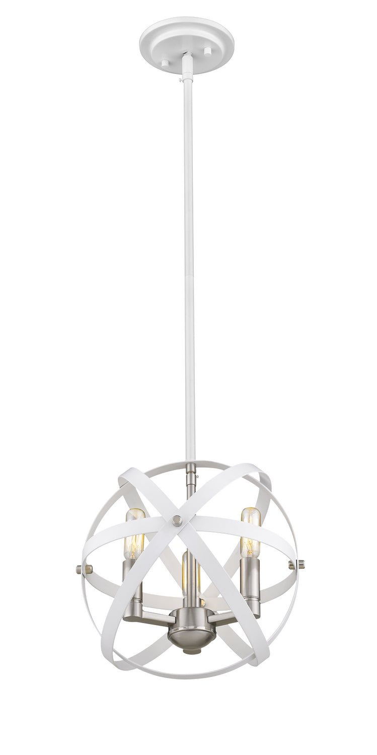Z-Lite Canada - 463-12HWH-BN - Three Light Chandelier - Cavallo - Hammered White + Brushed Nickel