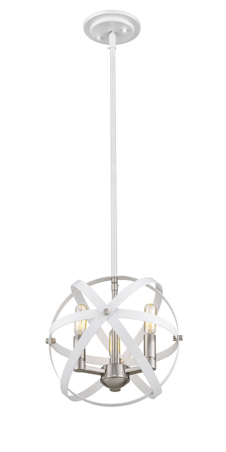 Z-Lite Canada - 463-12HWH-BN - Three Light Chandelier - Cavallo - Hammered White + Brushed Nickel
