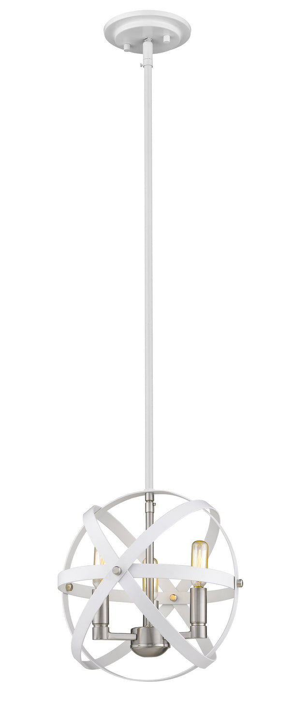 Z-Lite Canada - 463-12HWH-BN - Three Light Chandelier - Cavallo - Hammered White + Brushed Nickel