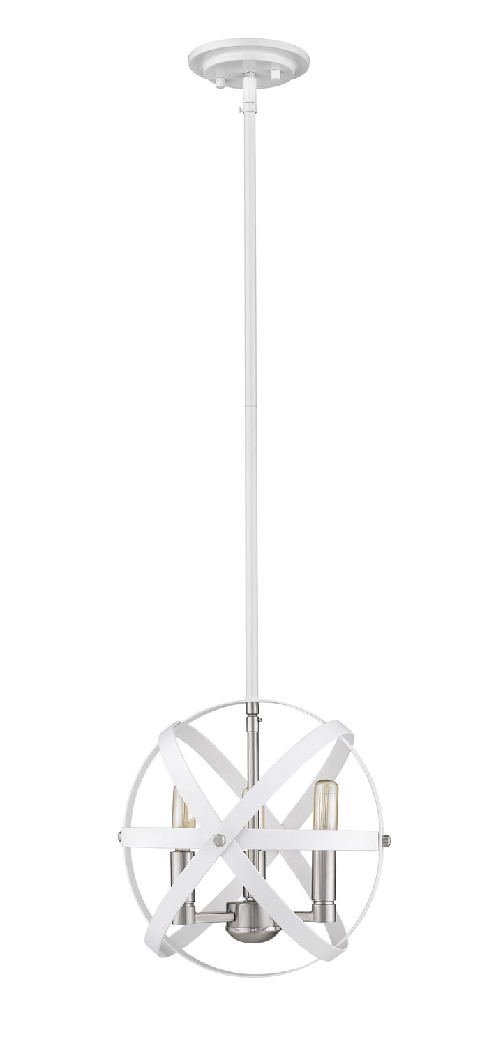 Z-Lite Canada - 463-12HWH-BN - Three Light Chandelier - Cavallo - Hammered White + Brushed Nickel