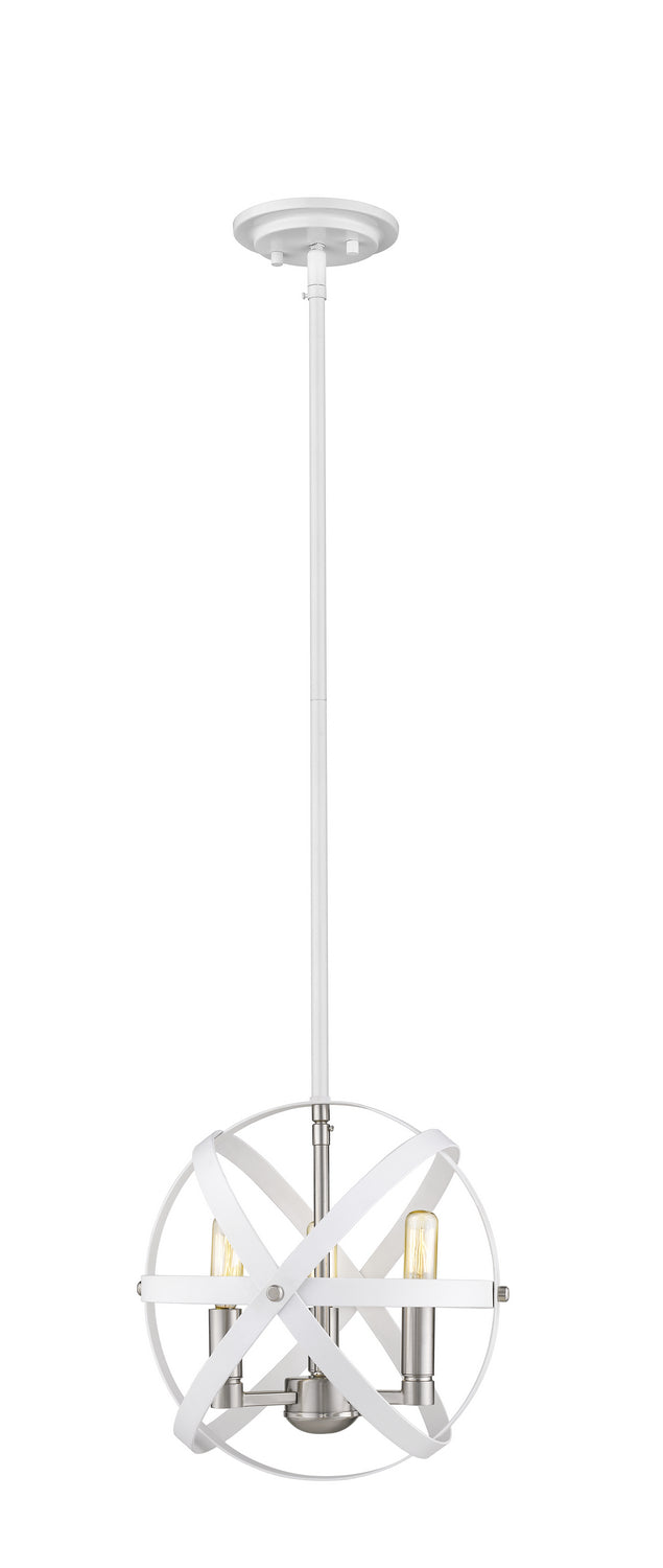 Z-Lite Canada - 463-12HWH-BN - Three Light Chandelier - Cavallo - Hammered White + Brushed Nickel