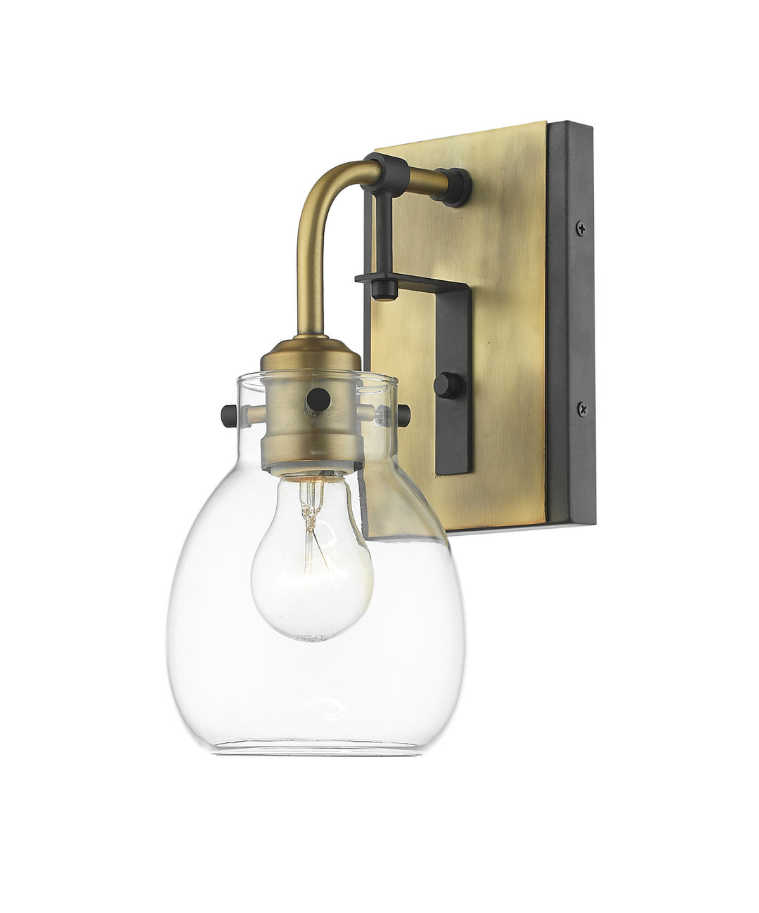 Kraken One Light Wall Sconce in Matte Black + Olde Brass - available from The Lighting Shoppe, trusted by Canadian homeowners
