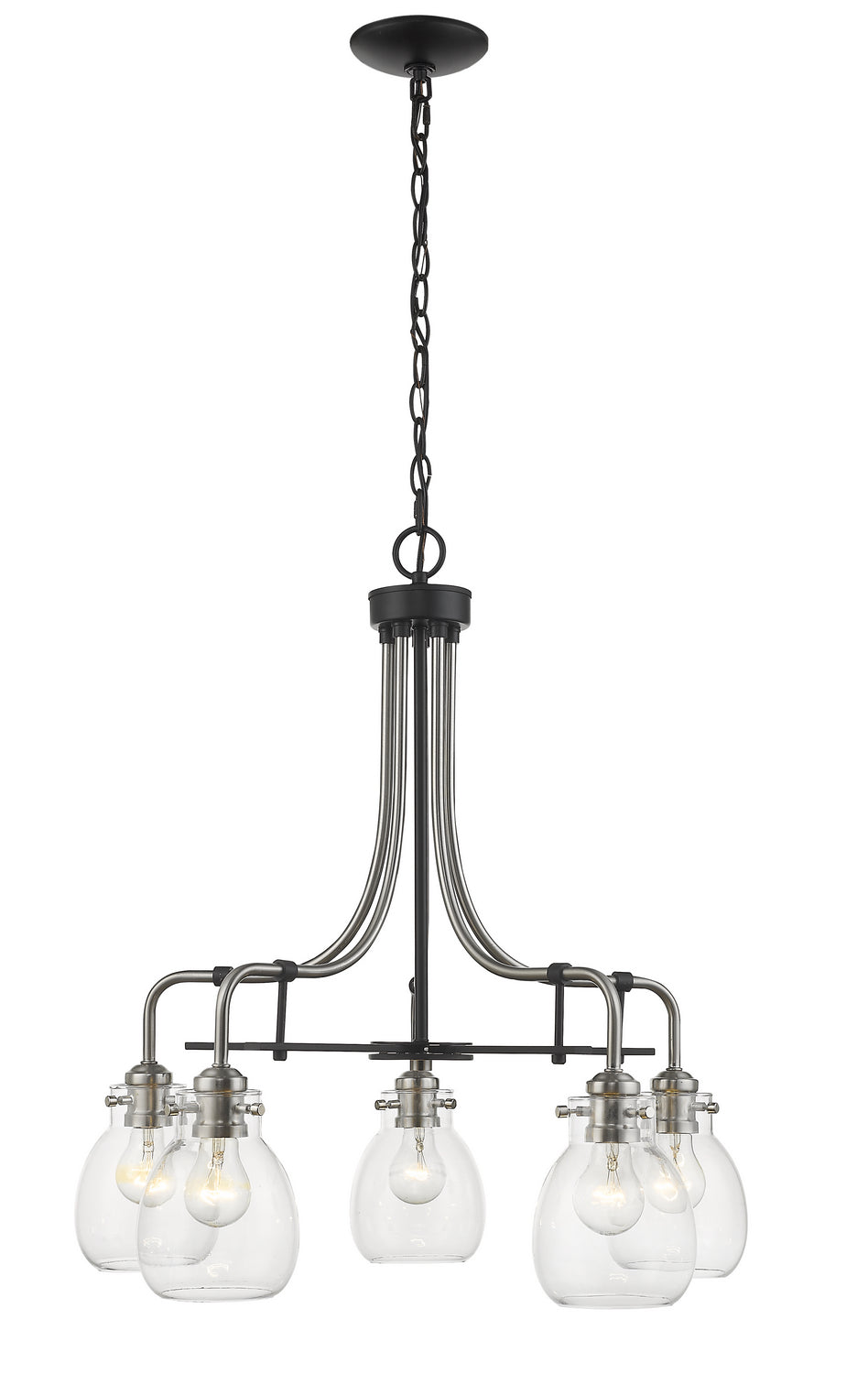 Kraken Five Light Chandelier in Matte Black + Brushed Nickel - available from The Lighting Shoppe, trusted by Canadian homeowners