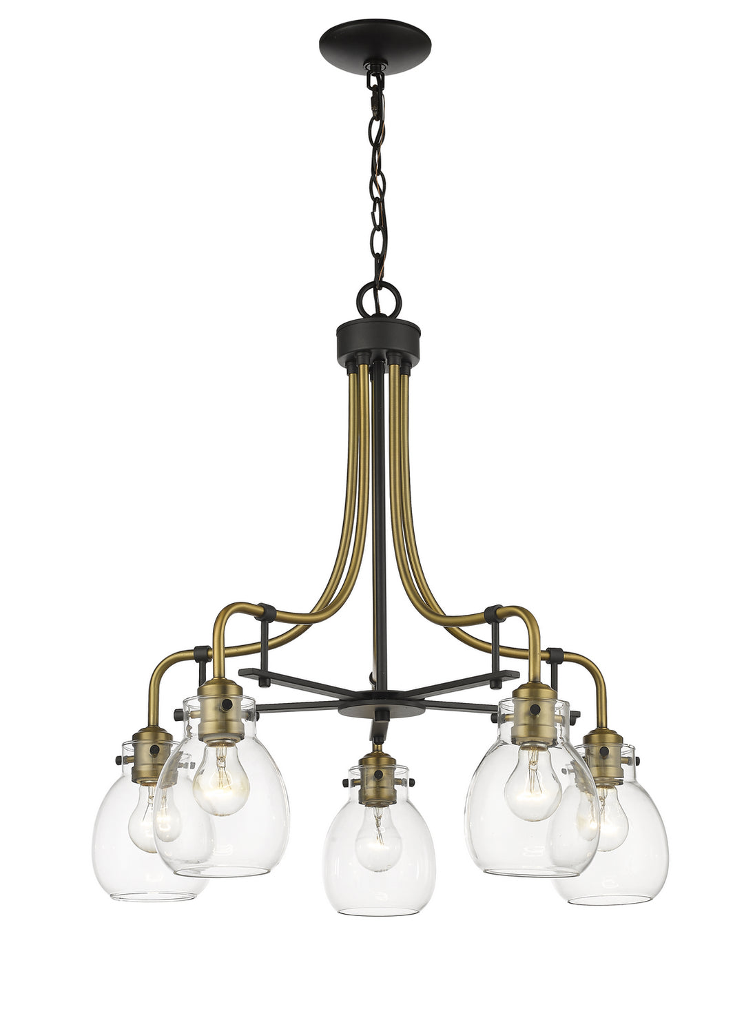 Z-Lite Canada - 466-5MB-OBR - Five Light Chandelier - Kraken - Matte Black + Olde Brass