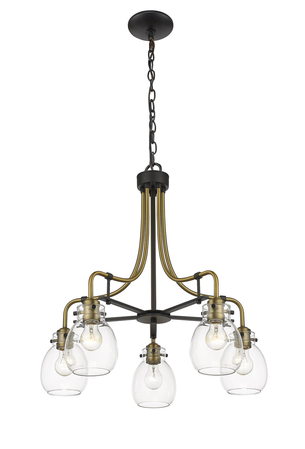 Z-Lite Canada - 466-5MB-OBR - Five Light Chandelier - Kraken - Matte Black + Olde Brass