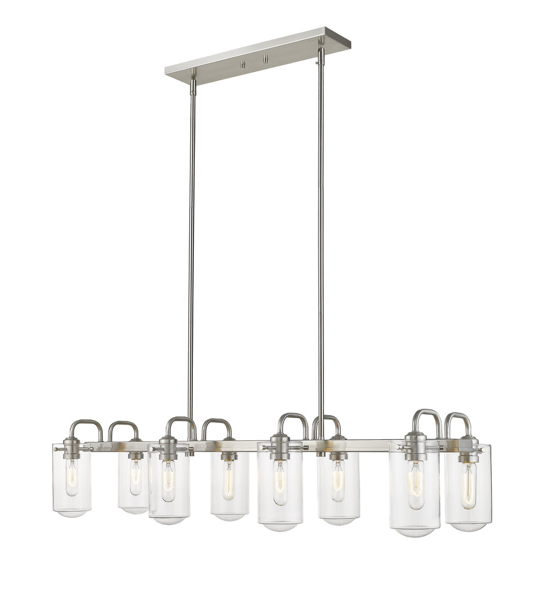 Delaney Eight Light Linear Chandelier in Brushed Nickel - available from The Lighting Shoppe, trusted by Canadian homeowners