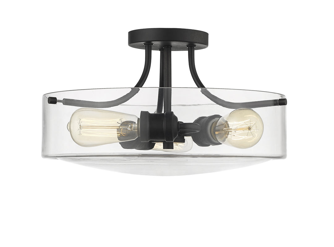 Z-Lite Canada - 471SF-MB - Three Light Semi Flush Mount - Delaney - Matte Black