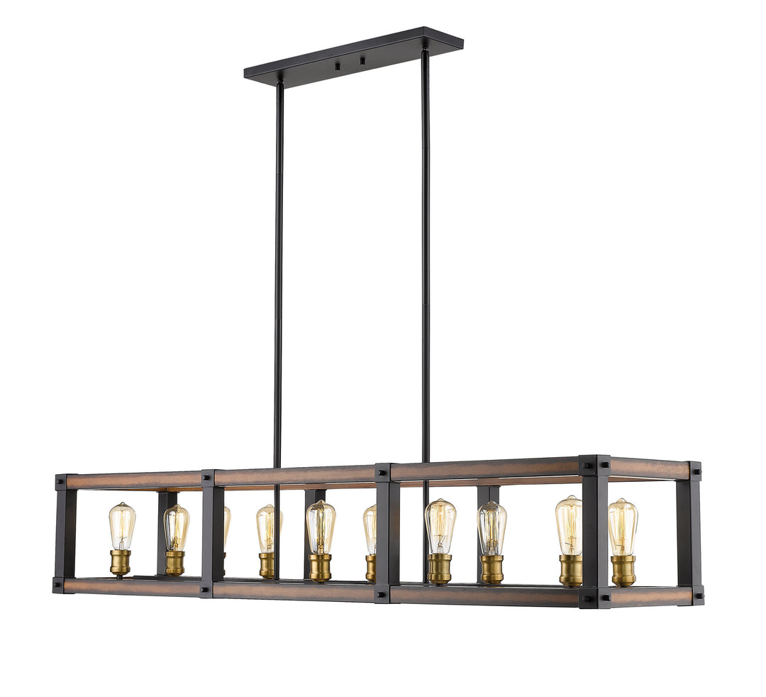 Kirkland Ten Light Linear Chandelier in Rustic Mahogany - available from The Lighting Shoppe, trusted by Canadian homeowners