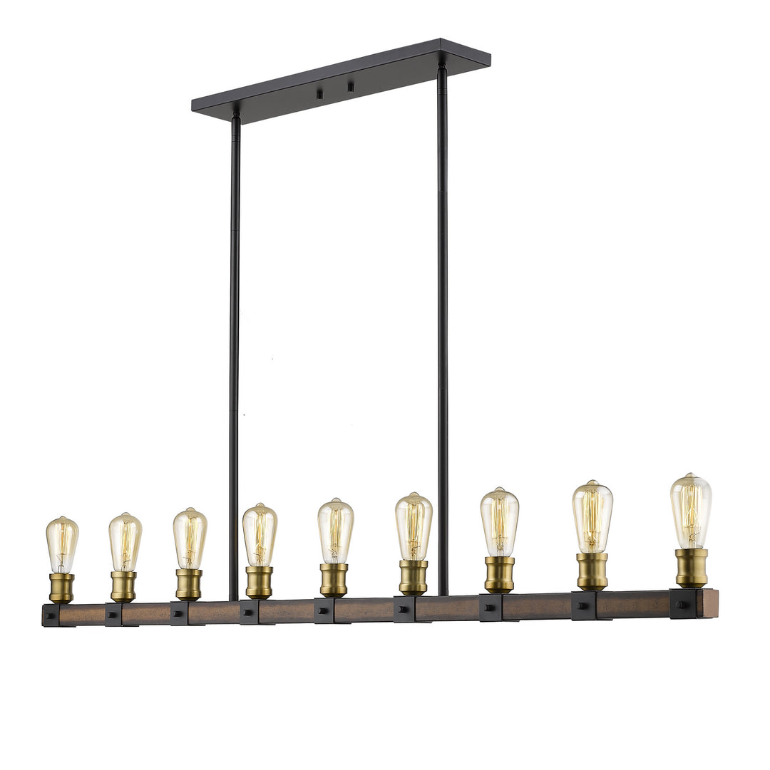 Kirkland Nine Light Linear Chandelier in Rustic Mahogany - available from The Lighting Shoppe, trusted by Canadian homeowners