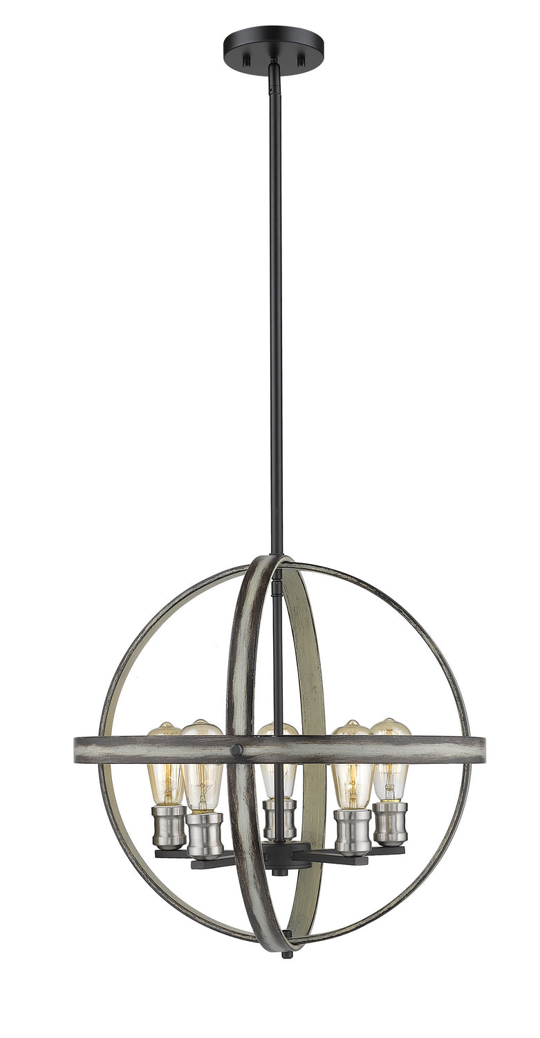 Kirkland Five Light Chandelier in Ashen Barnboard - available from The Lighting Shoppe, trusted by Canadian homeowners