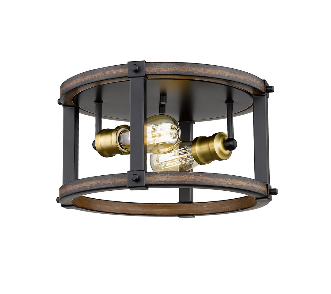 Kirkland Two Light Flush Mount in Rustic Mahogany - available from The Lighting Shoppe, trusted by Canadian homeowners