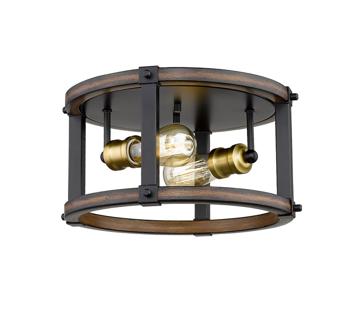 Kirkland Two Light Flush Mount in Rustic Mahogany - available from The Lighting Shoppe, trusted by Canadian homeowners