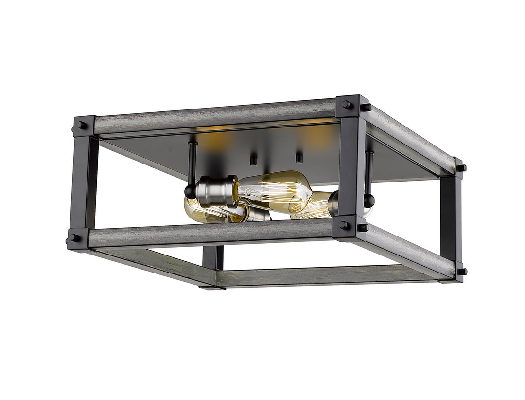 Kirkland Three Light Flush Mount in Ashen Barnboard - available from The Lighting Shoppe, trusted by Canadian homeowners