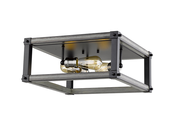 Kirkland Three Light Flush Mount in Ashen Barnboard - available from The Lighting Shoppe, trusted by Canadian homeowners