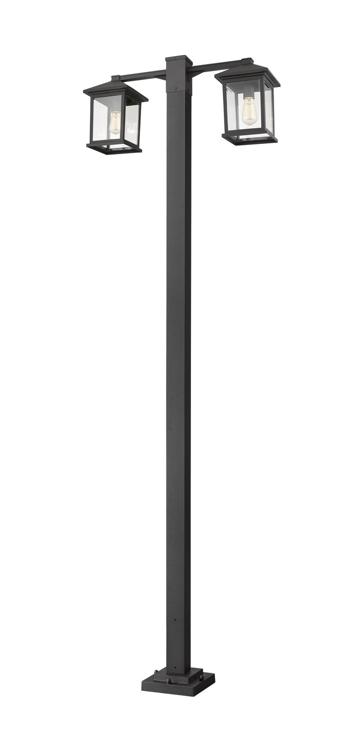 Portland Two Light Outdoor Post Mounted Fixture in Black - available from The Lighting Shoppe, trusted by Canadian homeowners