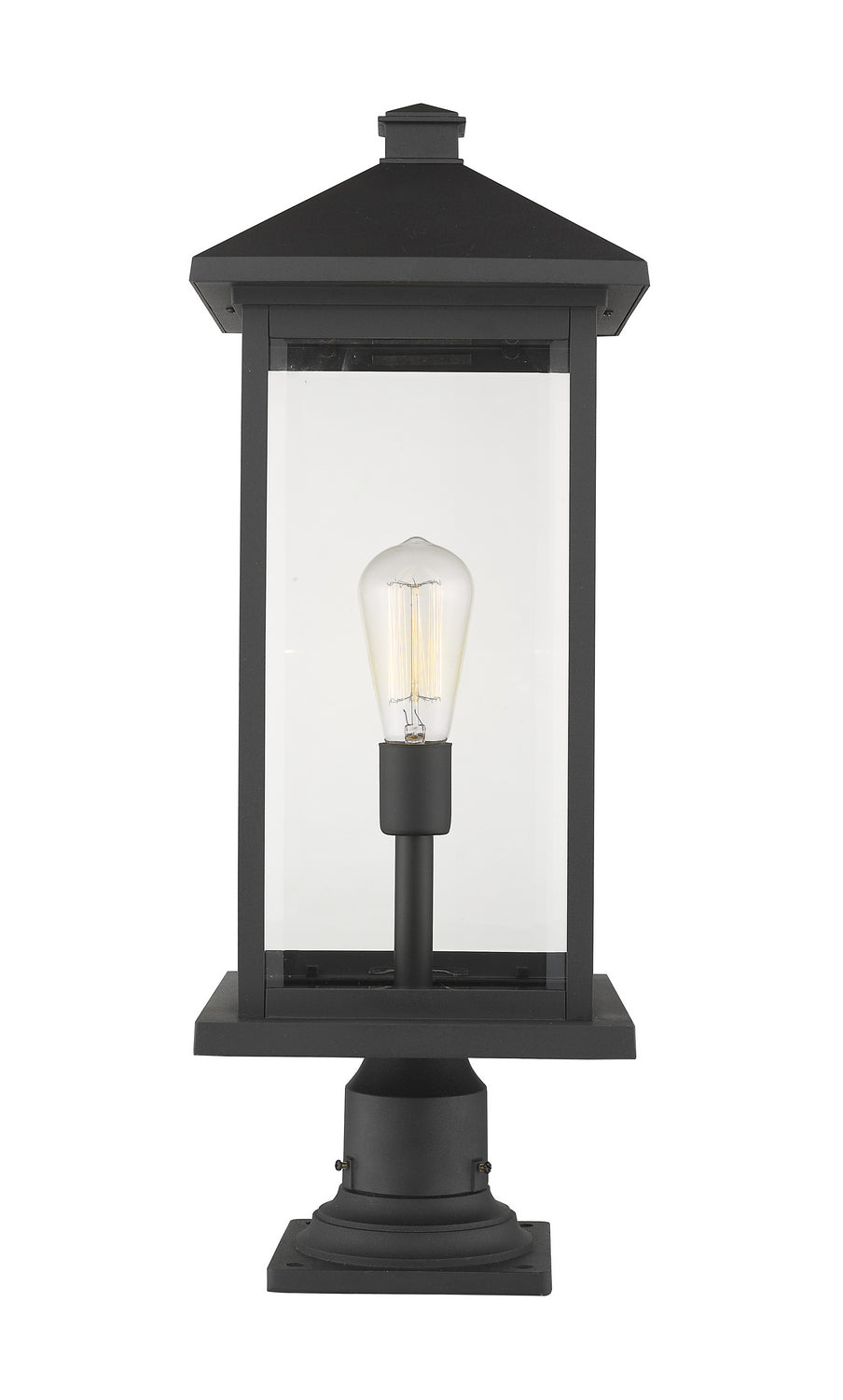 Portland One Light Outdoor Pier Mounted Fixture in Black - available from The Lighting Shoppe, trusted by Canadian homeowners