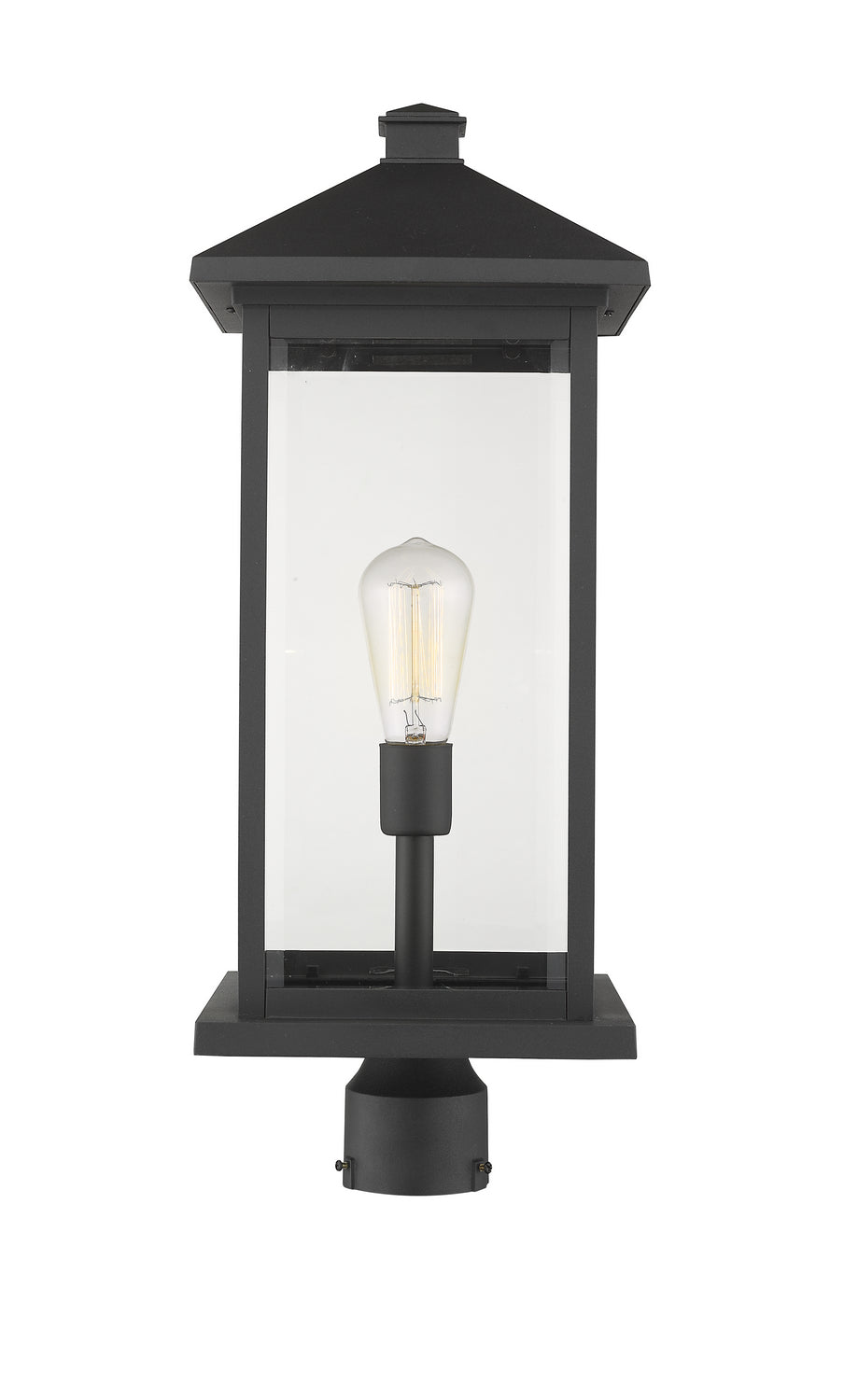 Portland One Light Outdoor Post Mount Fixture in Black - available from The Lighting Shoppe, trusted by Canadian homeowners