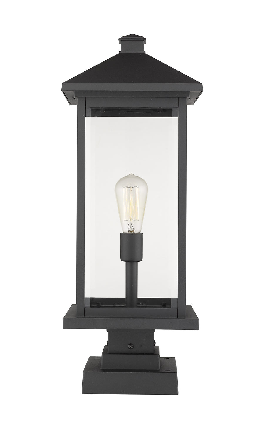 Portland One Light Outdoor Pier Mounted Fixture in Black - available from The Lighting Shoppe, trusted by Canadian homeowners