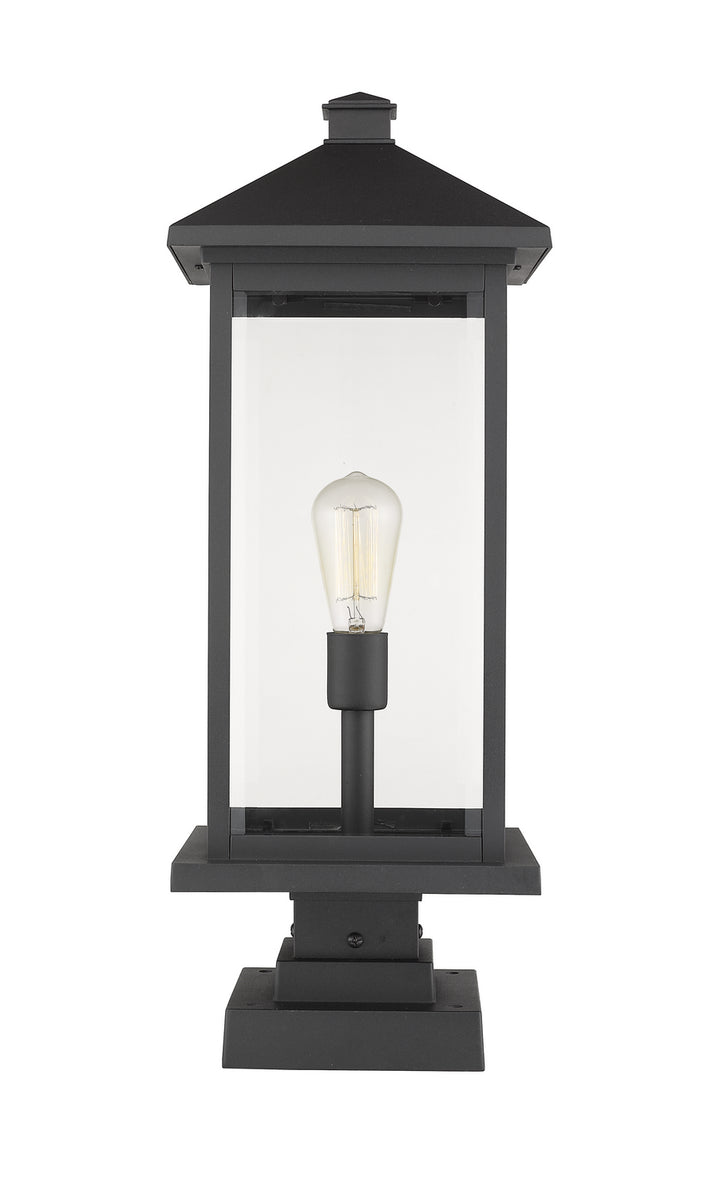 Portland One Light Outdoor Pier Mounted Fixture in Black - available from The Lighting Shoppe, trusted by Canadian homeowners