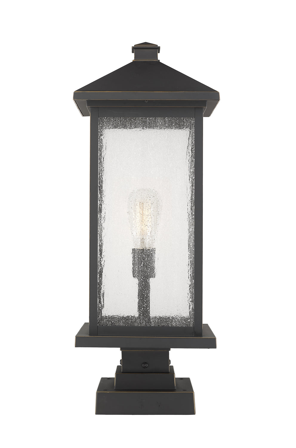 Portland One Light Outdoor Pier Mounted Fixture in Oil Rubbed Bronze - available from The Lighting Shoppe, trusted by Canadian homeowners