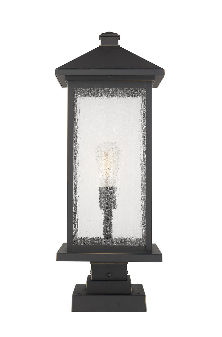 Portland One Light Outdoor Pier Mounted Fixture in Oil Rubbed Bronze - available from The Lighting Shoppe, trusted by Canadian homeowners