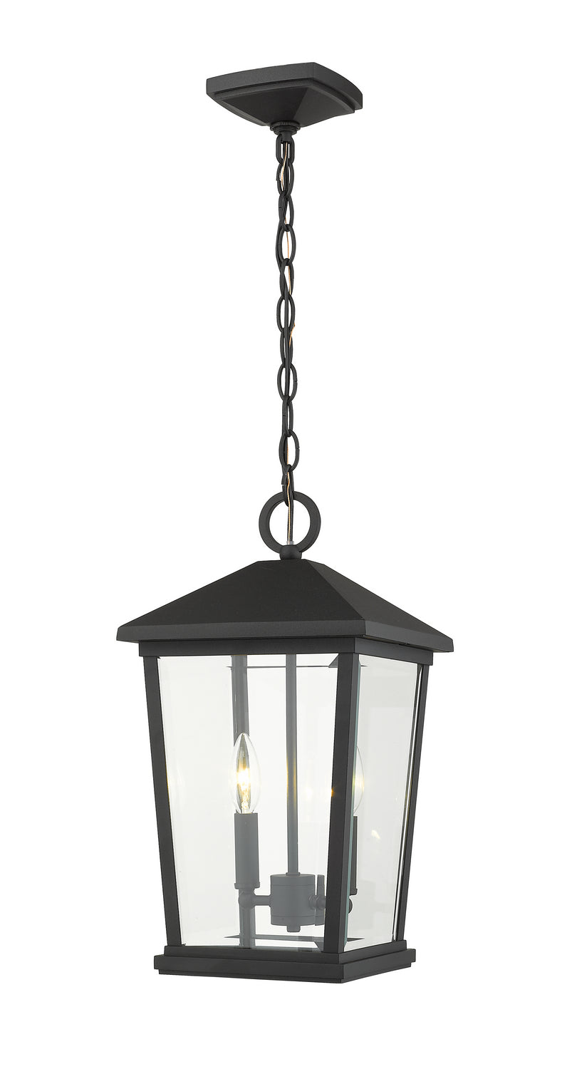 Beacon Two Light Outdoor Chain Mount Ceiling Fixture in Black - available from The Lighting Shoppe, trusted by Canadian homeowners