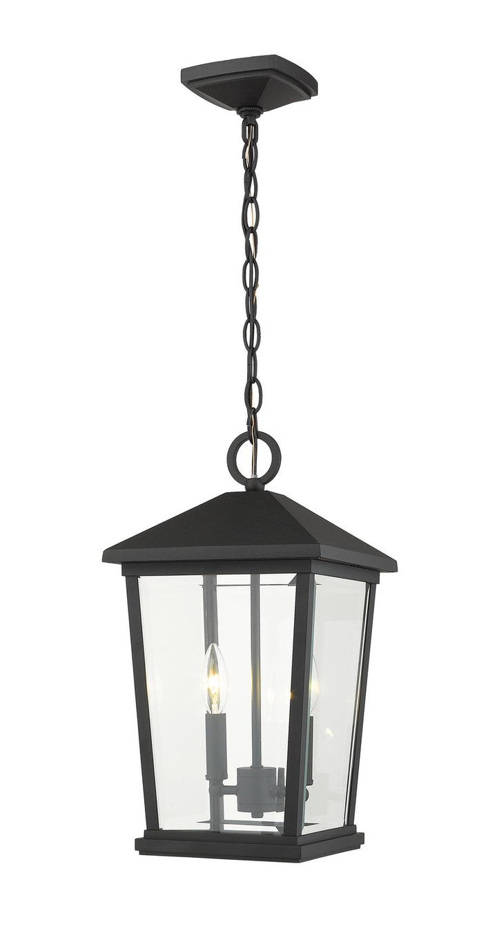 Beacon Two Light Outdoor Chain Mount Ceiling Fixture in Black - available from The Lighting Shoppe, trusted by Canadian homeowners