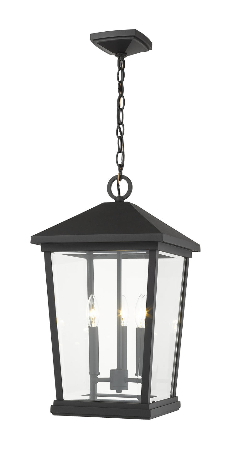 Beacon Three Light Outdoor Chain Mount Ceiling Fixture in Black - available from The Lighting Shoppe, trusted by Canadian homeowners