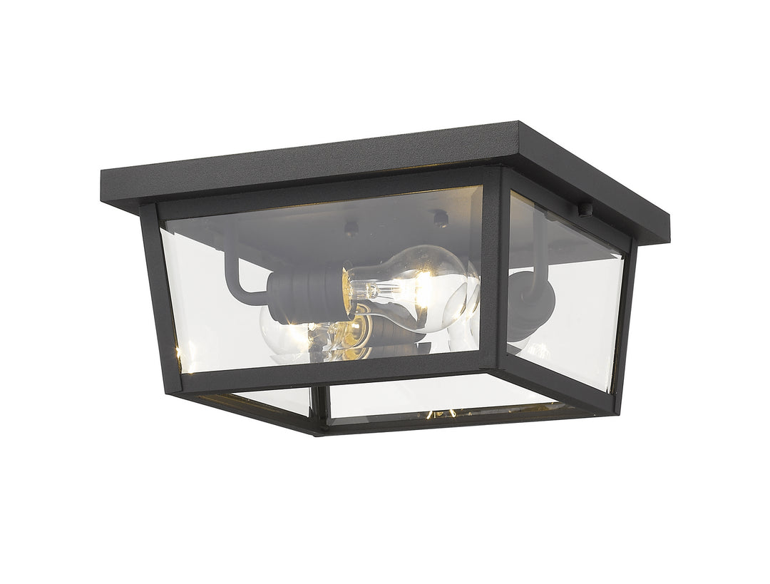 Beacon Three Light Outdoor Flush Mount in Black - available from The Lighting Shoppe, trusted by Canadian homeowners