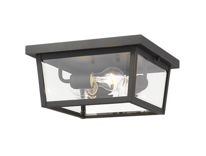 Beacon Three Light Outdoor Flush Mount in Oil Rubbed Bronze - available from The Lighting Shoppe, trusted by Canadian homeowners