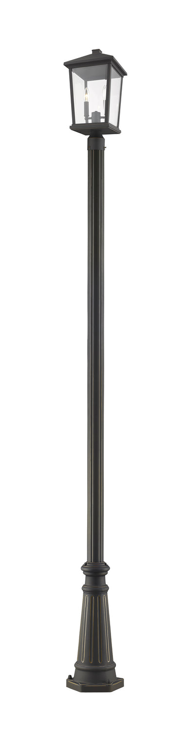 Beacon Two Light Outdoor Post Mounted Fixture in Oil Rubbed Bronze - available from The Lighting Shoppe, trusted by Canadian homeowners