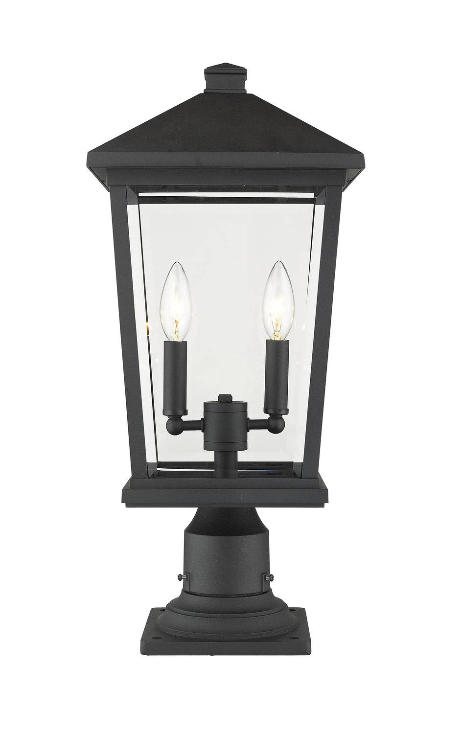 Beacon Two Light Outdoor Pier Mounted Fixture in Black - available from The Lighting Shoppe, trusted by Canadian homeowners