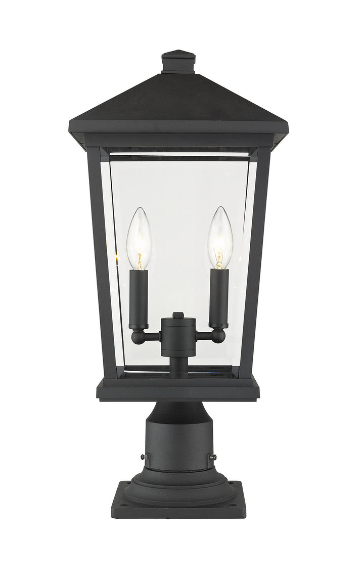 Beacon Two Light Outdoor Pier Mounted Fixture in Black - available from The Lighting Shoppe, trusted by Canadian homeowners