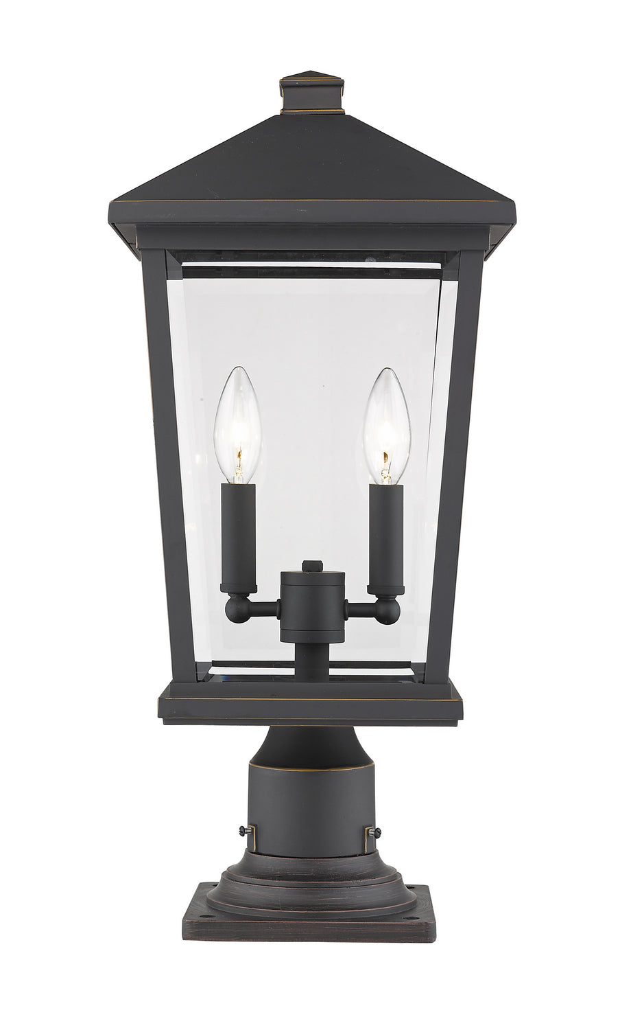 Beacon Two Light Outdoor Pier Mounted Fixture in Oil Rubbed Bronze - available from The Lighting Shoppe, trusted by Canadian homeowners