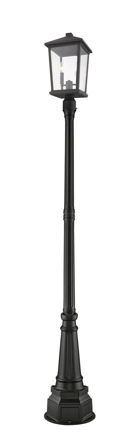 Beacon Two Light Outdoor Post Mounted Fixture in Black - available from The Lighting Shoppe, trusted by Canadian homeowners