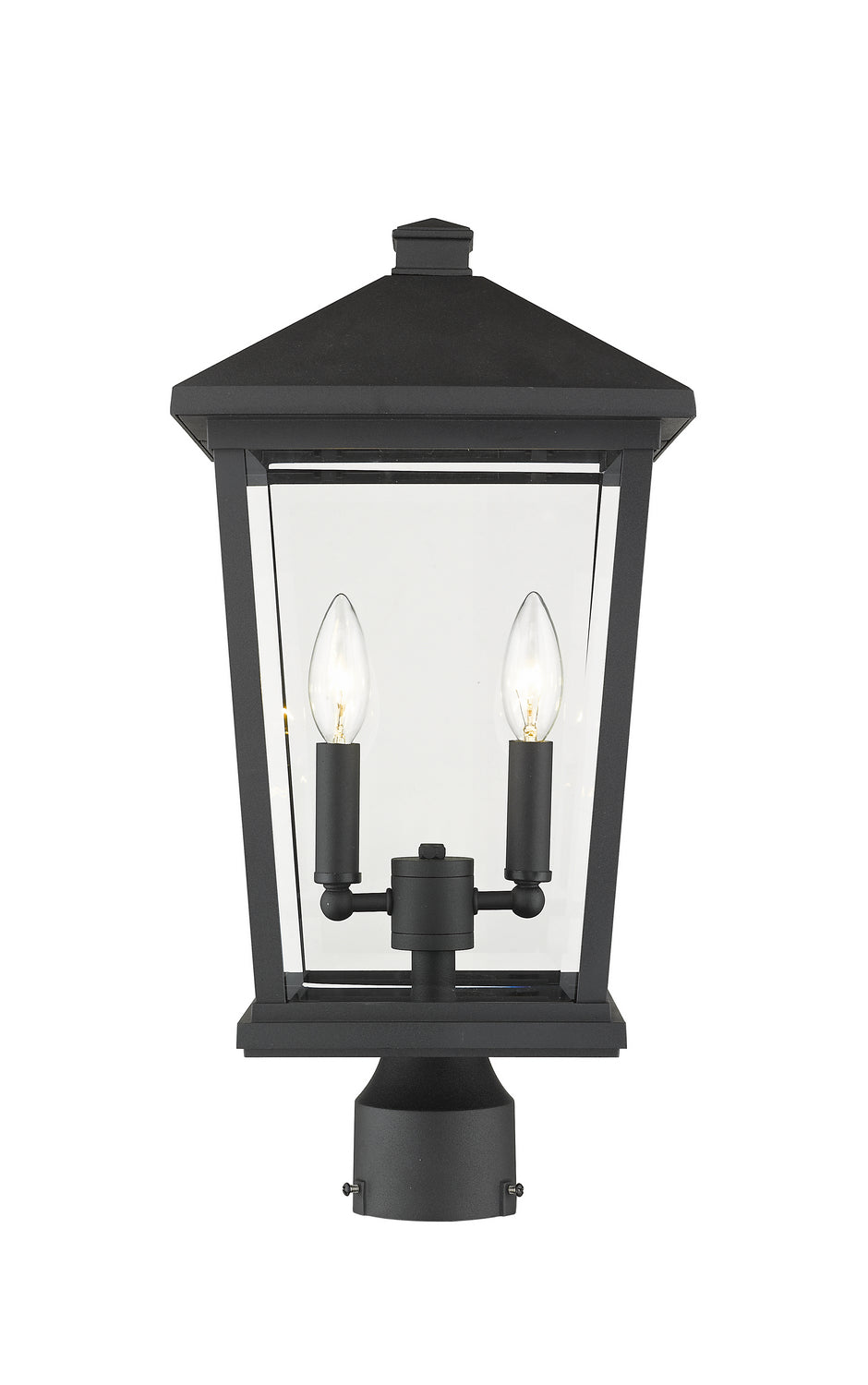 Beacon Two Light Outdoor Post Mount Fixture in Black - available from The Lighting Shoppe, trusted by Canadian homeowners
