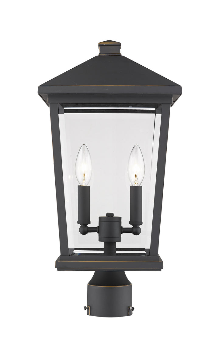 Beacon Two Light Outdoor Post Mount Fixture in Oil Rubbed Bronze - available from The Lighting Shoppe, trusted by Canadian homeowners