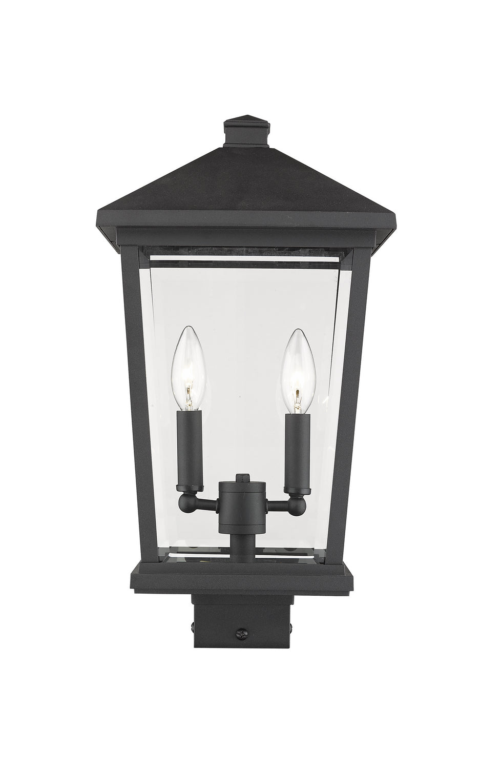 Beacon Two Light Outdoor Post Mount Fixture in Black - available from The Lighting Shoppe, trusted by Canadian homeowners