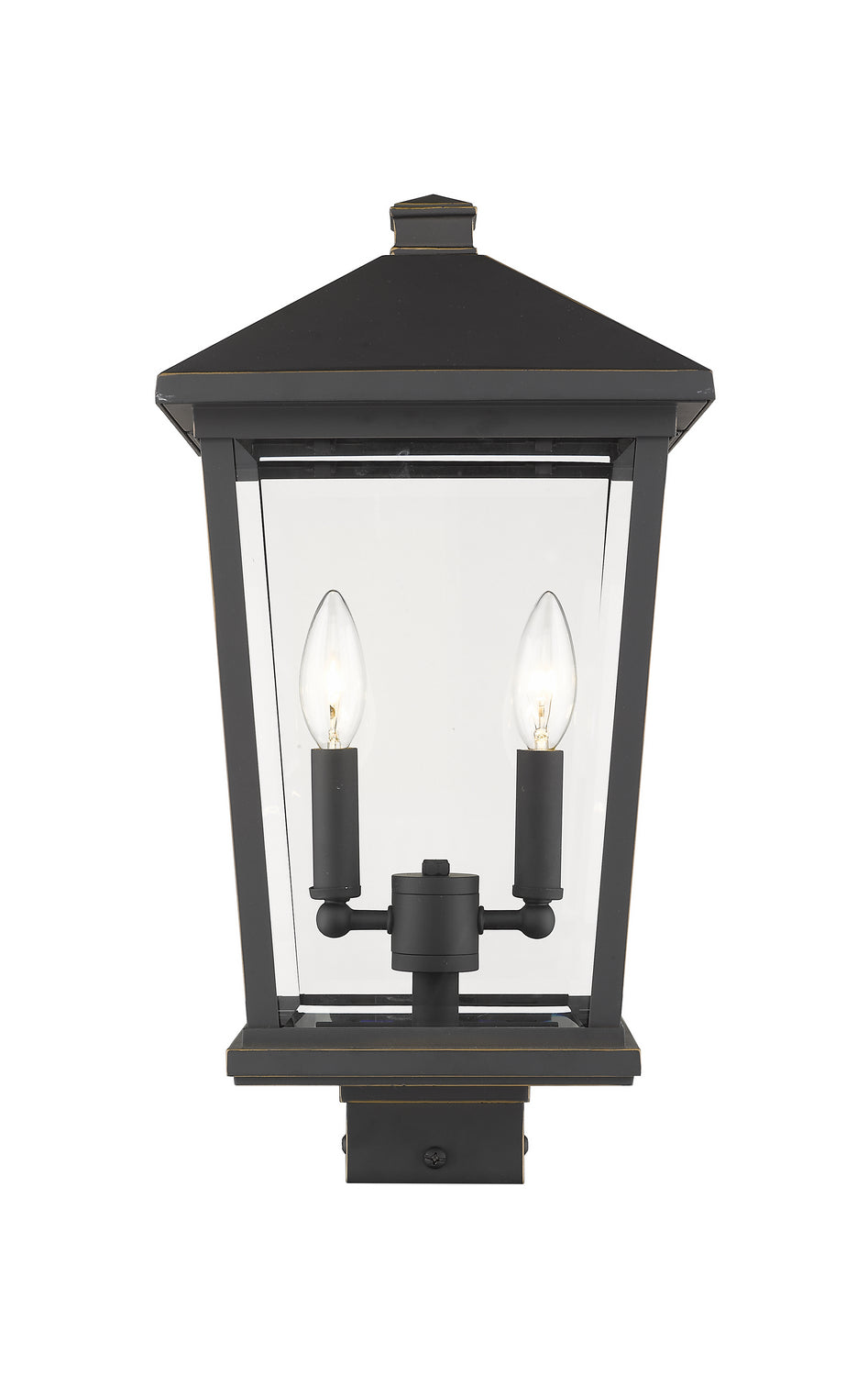 Beacon Two Light Outdoor Post Mount Fixture in Oil Rubbed Bronze - available from The Lighting Shoppe, trusted by Canadian homeowners