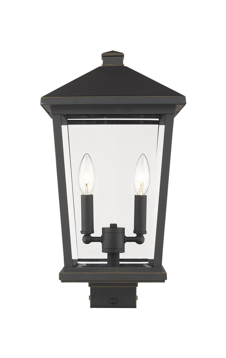 Beacon Two Light Outdoor Post Mount Fixture in Oil Rubbed Bronze - available from The Lighting Shoppe, trusted by Canadian homeowners