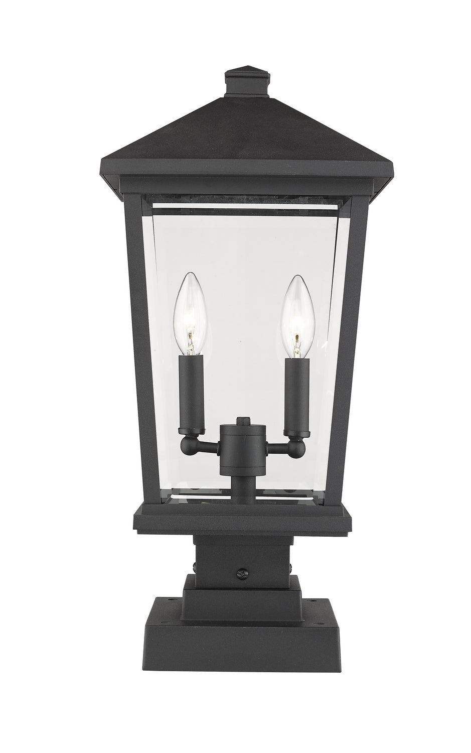 Beacon Two Light Outdoor Pier Mounted Fixture in Black - available from The Lighting Shoppe, trusted by Canadian homeowners