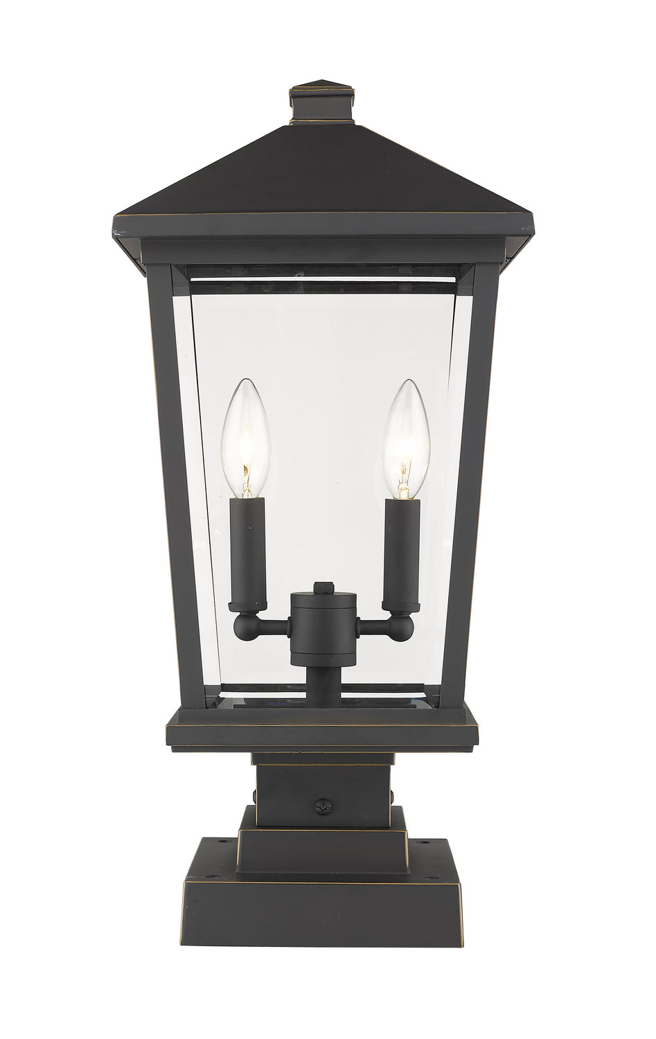 Beacon Two Light Outdoor Pier Mounted Fixture in Oil Rubbed Bronze - available from The Lighting Shoppe, trusted by Canadian homeowners