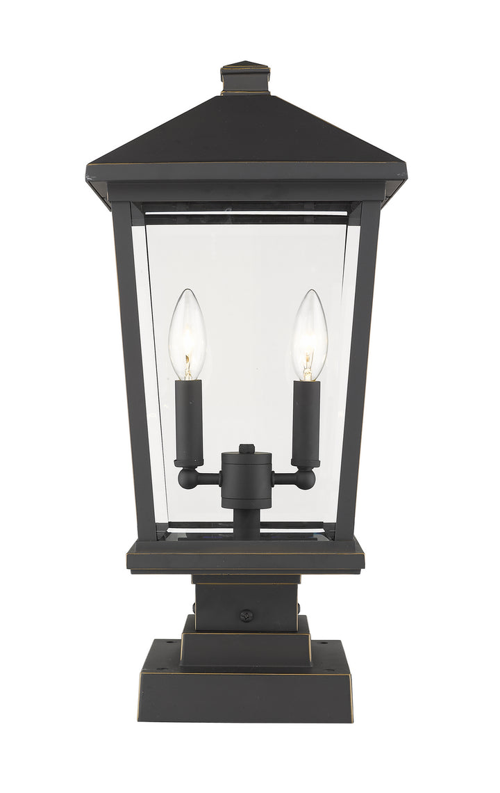 Beacon Two Light Outdoor Pier Mounted Fixture in Oil Rubbed Bronze - available from The Lighting Shoppe, trusted by Canadian homeowners