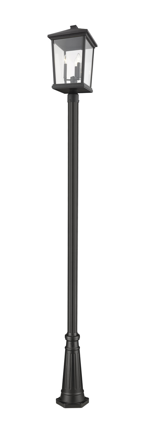 Beacon Three Light Outdoor Post Mounted Fixture in Black - available from The Lighting Shoppe, trusted by Canadian homeowners