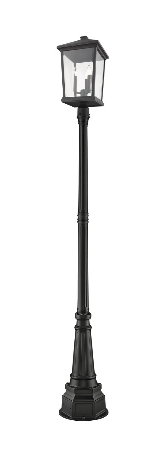 Beacon Three Light Outdoor Post Mounted Fixture in Black - available from The Lighting Shoppe, trusted by Canadian homeowners
